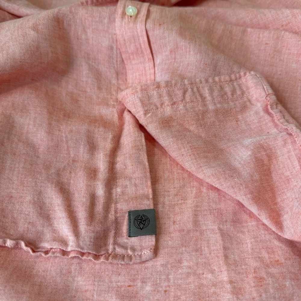 Banana Republic Linen-Cotton Blend Untucked Slim Fit Size XL in Corral Orange